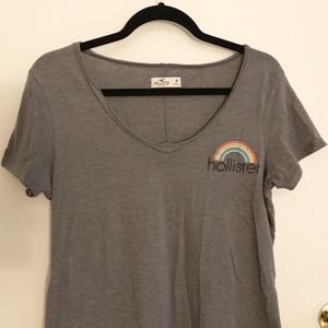Hollister Medium Pocket Rainbow Gray T-Shirt